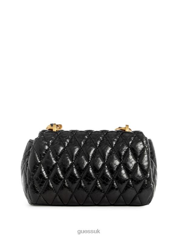 GUESS Women Dema Quilted Mini Crossbody Bag Black Floral Print Bags V28V62798