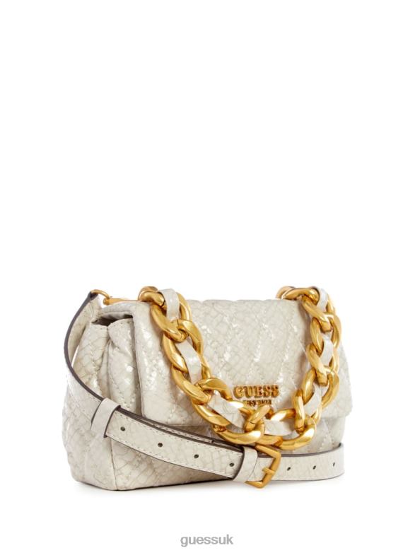 GUESS Women Dema Quilted Mini Crossbody Bag White Bags V28V62805