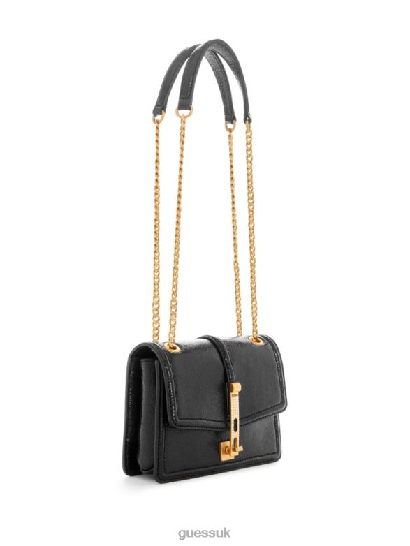 GUESS Women Gilded Glamour Mini Convertible Crossbody Black Floral Print Bags V28V62920