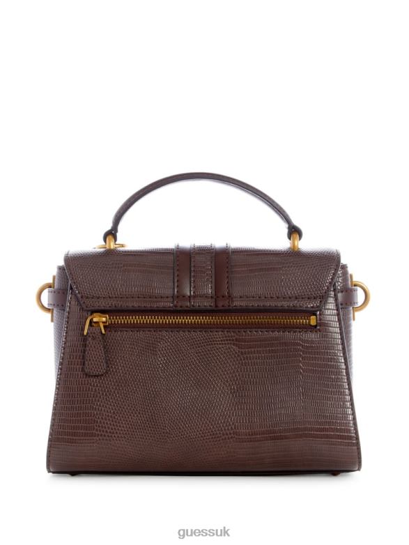 GUESS Women Ginevra Textured Top Handle Crossbody Brown Bags V28V62867