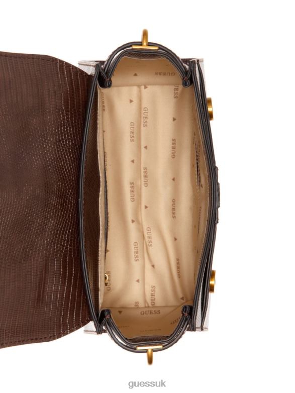 GUESS Women Ginevra Textured Top Handle Crossbody Brown Bags V28V62867