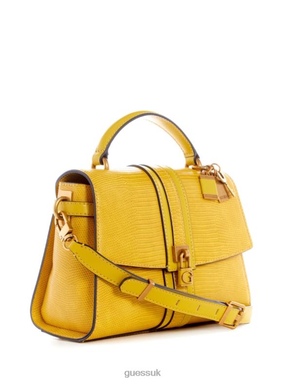 GUESS Women Ginevra Textured Top Handle Crossbody Mustard Bags V28V62942