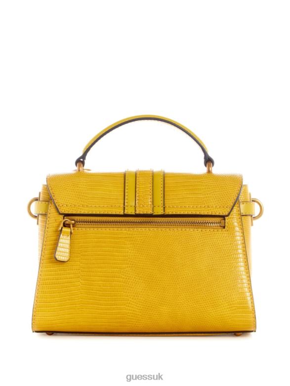 GUESS Women Ginevra Textured Top Handle Crossbody Mustard Bags V28V62942