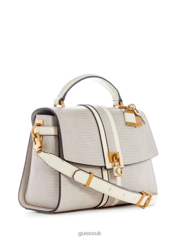 GUESS Women Ginevra Textured Top Handle Crossbody Taupe Bags V28V62834