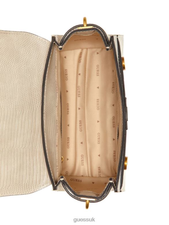 GUESS Women Ginevra Textured Top Handle Crossbody Taupe Bags V28V62834
