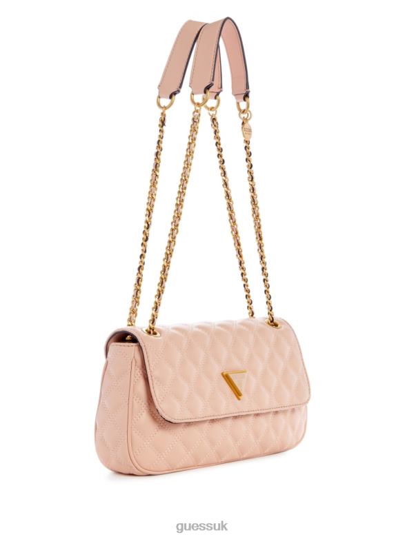 GUESS Women Giully Quilted Convertible Crossbody Apricot Cream Bags V28V62779