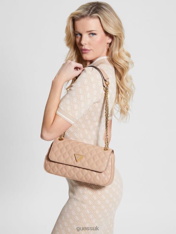 GUESS Women Giully Quilted Convertible Crossbody Beige Overflow Bags V28V62885