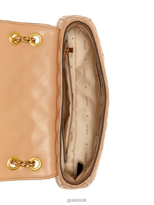 GUESS Women Giully Quilted Convertible Crossbody Beige Overflow Bags V28V62885