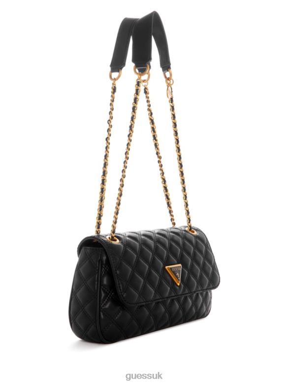 GUESS Women Giully Quilted Convertible Crossbody Black Floral Print Bags V28V62872