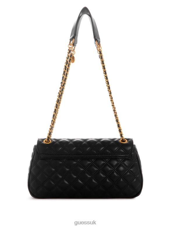 GUESS Women Giully Quilted Convertible Crossbody Black Floral Print Bags V28V62872