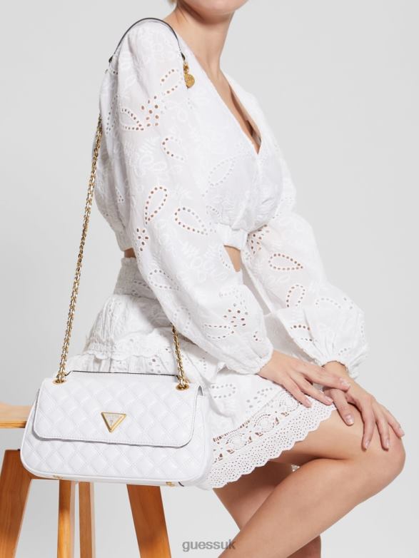 GUESS Women Giully Quilted Convertible Crossbody White Multi Bags V28V62860