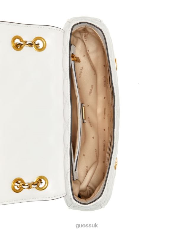 GUESS Women Giully Quilted Convertible Crossbody White Multi Bags V28V62860