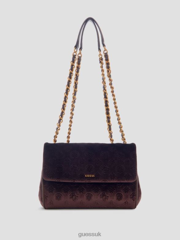 GUESS Women Inia Velvet Convertible Crossbody Del Rey Black Wash Bags V28V62915