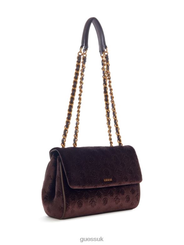 GUESS Women Inia Velvet Convertible Crossbody Del Rey Black Wash Bags V28V62915