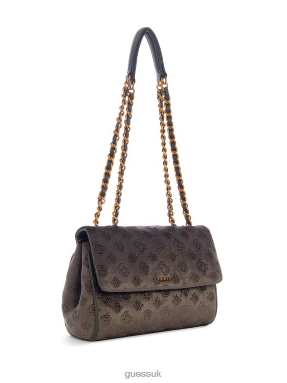 GUESS Women Inia Velvet Convertible Crossbody Gray Bags V28V63058