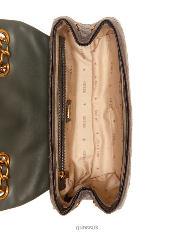GUESS Women Inia Velvet Convertible Crossbody Gray Bags V28V63058