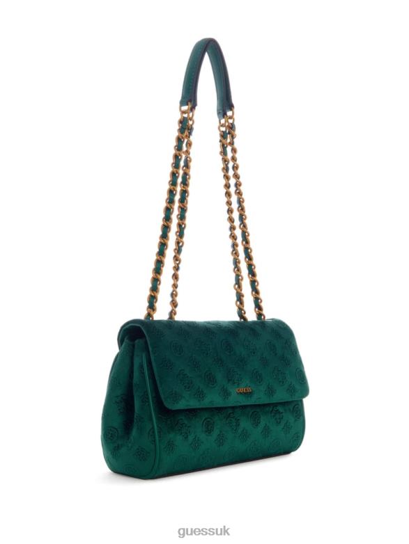 GUESS Women Inia Velvet Convertible Crossbody Green Bags V28V62938