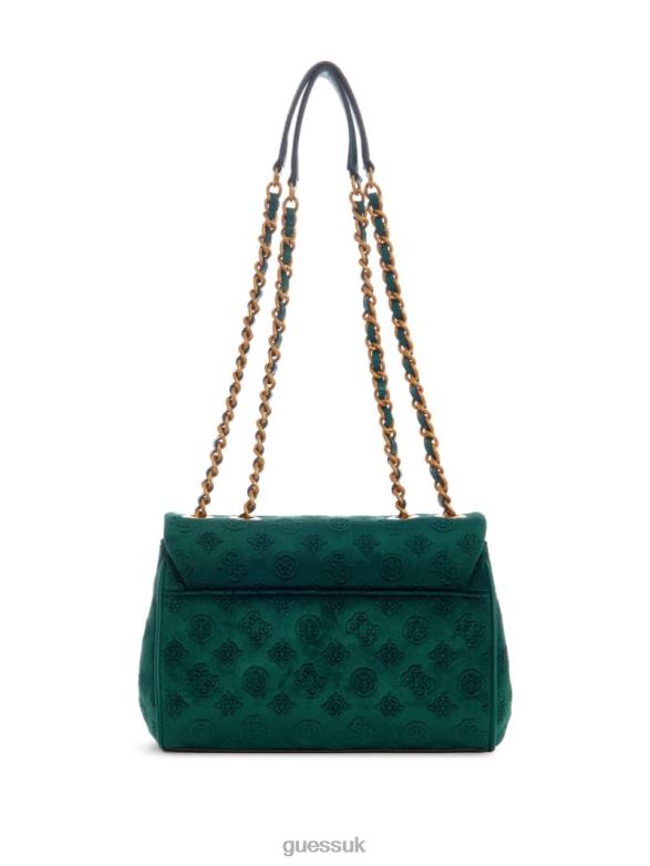 GUESS Women Inia Velvet Convertible Crossbody Green Bags V28V62938