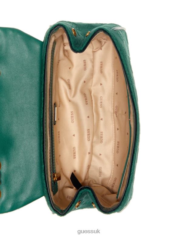 GUESS Women Inia Velvet Convertible Crossbody Green Bags V28V62938