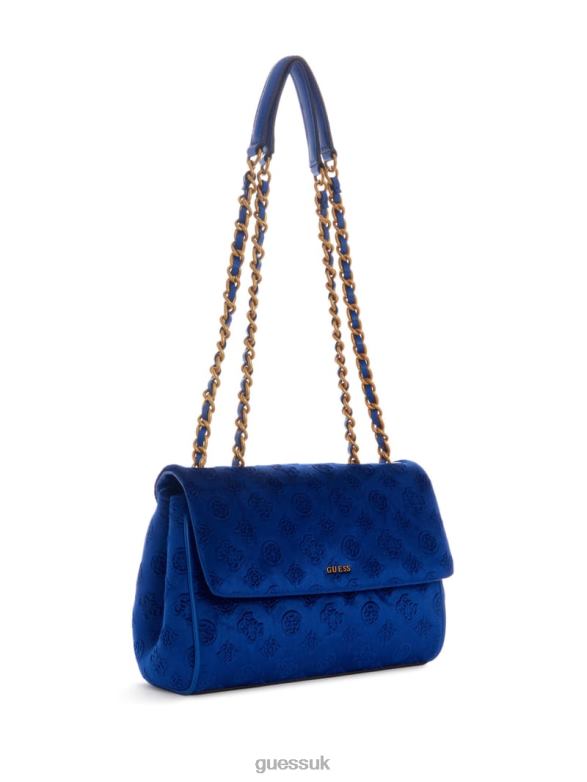 GUESS Women Inia Velvet Convertible Crossbody Navy Bags V28V62935