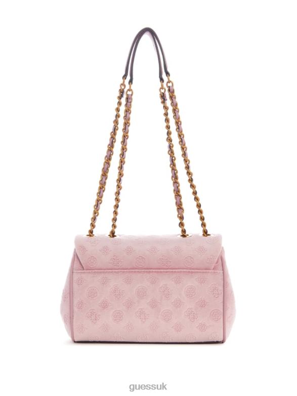 GUESS Women Inia Velvet Convertible Crossbody Rose Pink Bags V28V62901