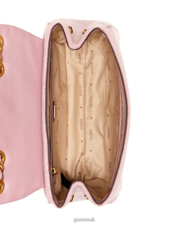 GUESS Women Inia Velvet Convertible Crossbody Rose Pink Bags V28V62901
