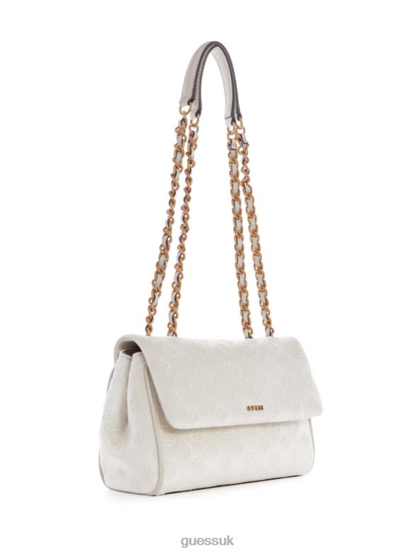 GUESS Women Inia Velvet Convertible Crossbody White Bags V28V62877