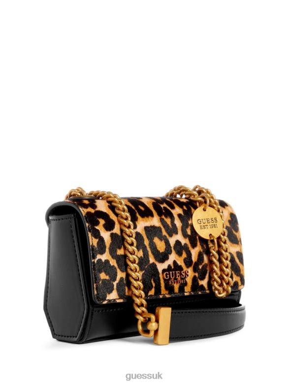 GUESS Women Iseline Zebra Mini Crossbody Bag Leopard Bags V28V62806