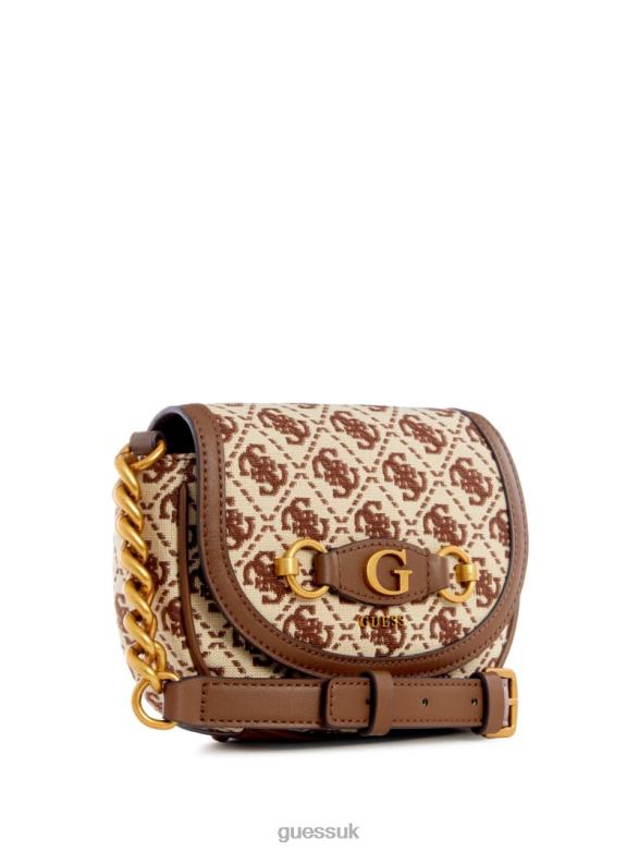 GUESS Women Izzy Jacquard Logo Mini Crossbody Brown Multi Bags V28V63204