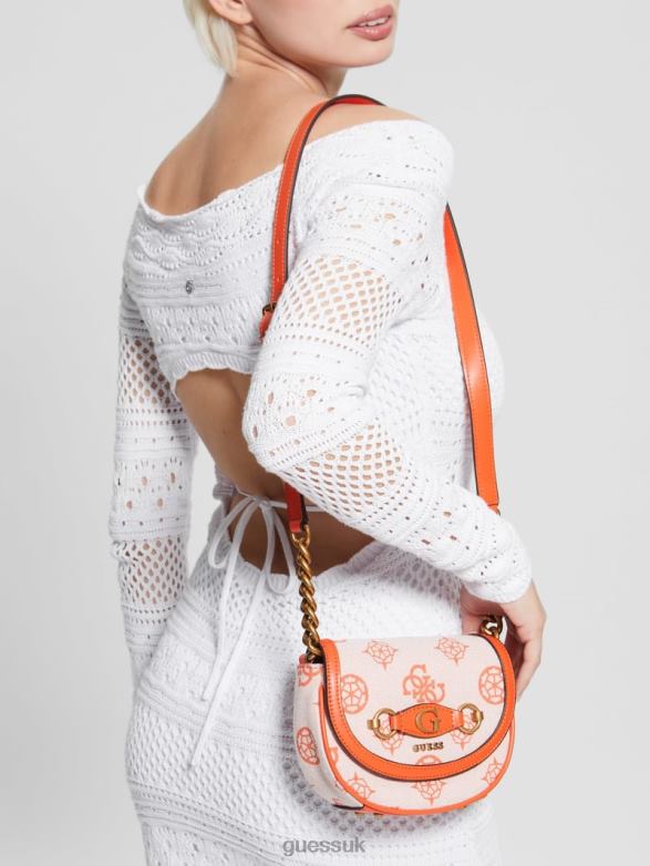 GUESS Women Izzy Logo Mini Crossbody Orange/Bright Orange Bags V28V63253