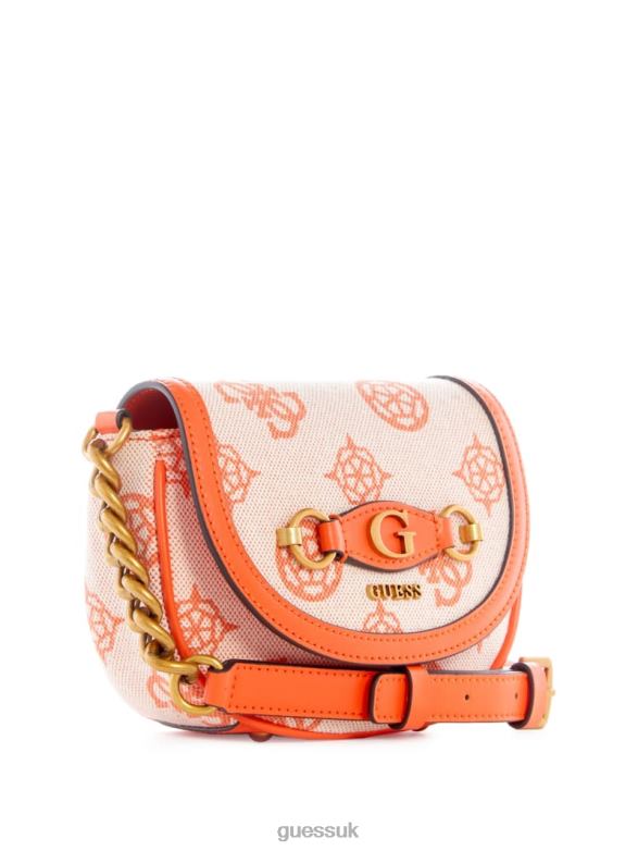 GUESS Women Izzy Logo Mini Crossbody Orange/Bright Orange Bags V28V63253