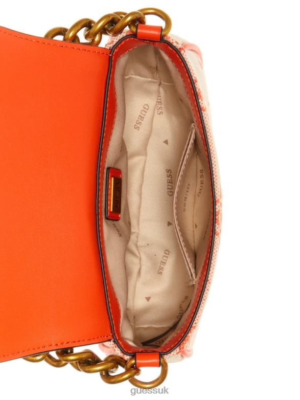 GUESS Women Izzy Logo Mini Crossbody Orange/Bright Orange Bags V28V63253