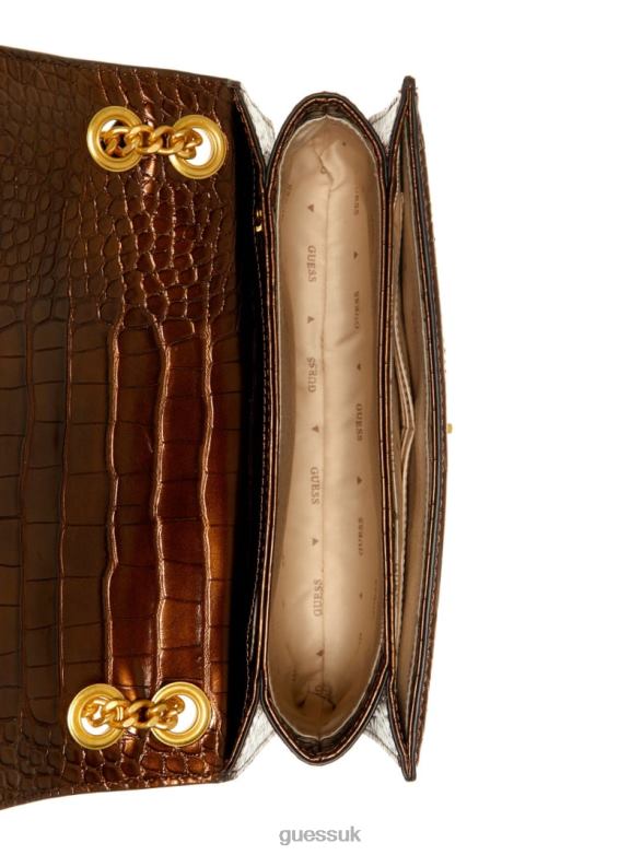 GUESS Women James Croc Convertible Bag Bronze Bags V28V62764
