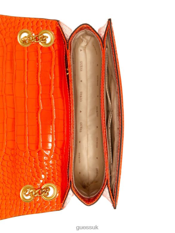 GUESS Women James Croc Convertible Bag Orange Bags V28V62763