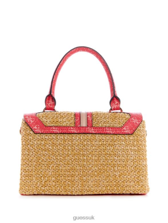 GUESS Women Kasinta Raffia Top-Handle Satchel Cali Wash Bags V28V62997