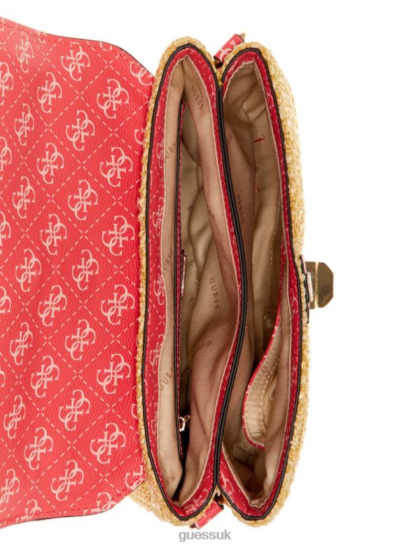 GUESS Women Kasinta Raffia Top-Handle Satchel Cali Wash Bags V28V62997
