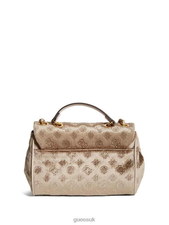 GUESS Women Kimi Logo Convertible Crossbody Champagne Bags V28V62947
