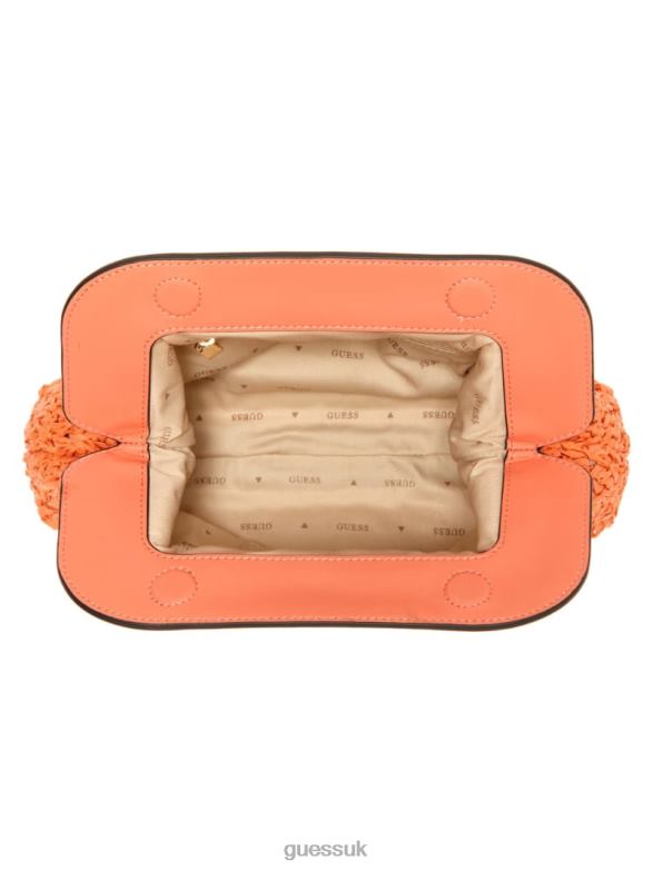 GUESS Women Liguria Crochet Straw Frame Clutch Coral Bags V28V62966