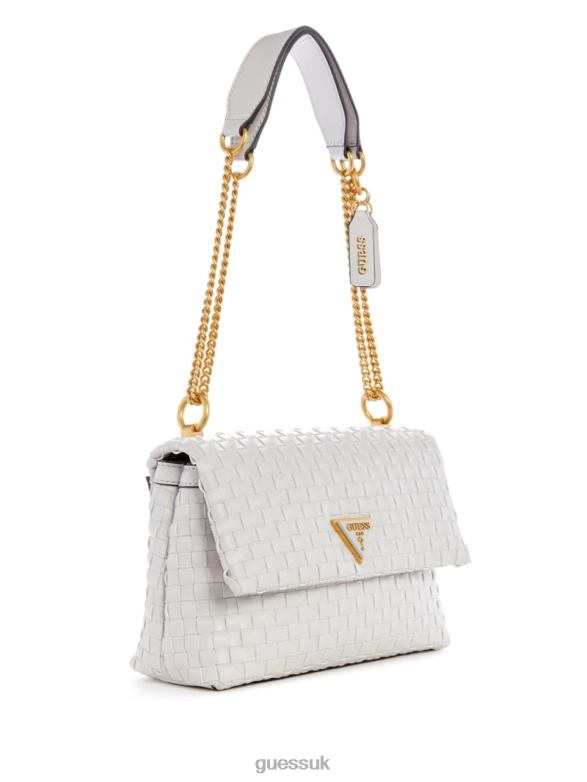 GUESS Women Lisbet Woven Convertible Crossbody White Bags V28V62808