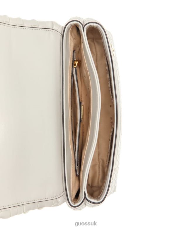 GUESS Women Lisbet Woven Convertible Crossbody White Bags V28V62808
