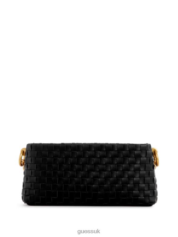 GUESS Women Lisbet Woven Mini Zip-Top Crossbody Black Floral Print Bags V28V62819