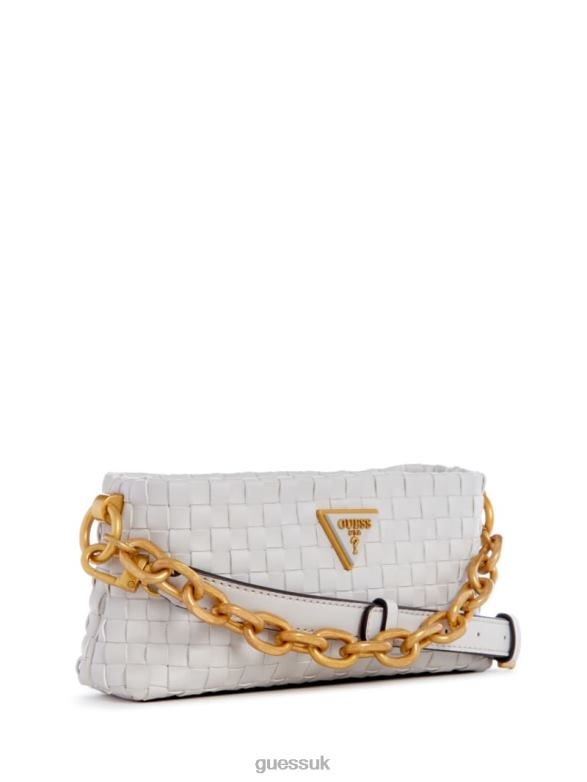 GUESS Women Lisbet Woven Mini Zip-Top Crossbody White Bags V28V62810