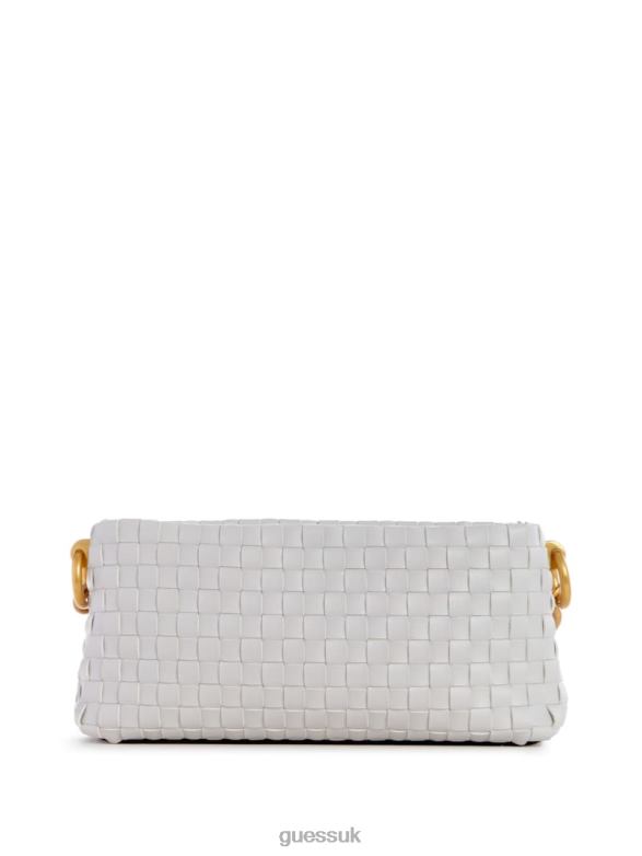 GUESS Women Lisbet Woven Mini Zip-Top Crossbody White Bags V28V62810