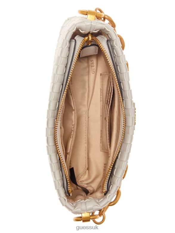 GUESS Women Lisbet Woven Mini Zip-Top Crossbody White Bags V28V62810