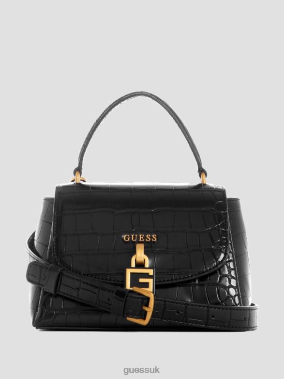 GUESS Women Montreal Faux-Crocodile Mini Crossbody Black Floral Print Bags V28V62784
