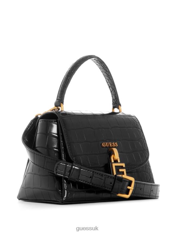 GUESS Women Montreal Faux-Crocodile Mini Crossbody Black Floral Print Bags V28V62784