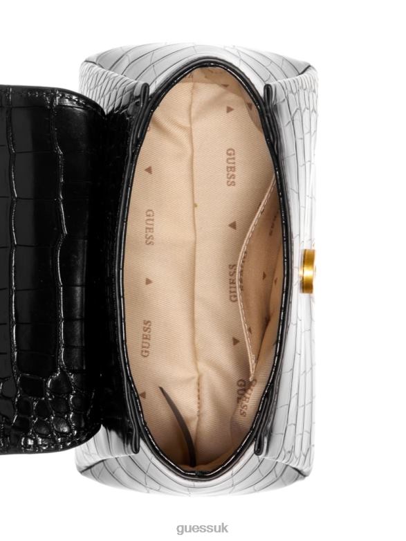 GUESS Women Montreal Faux-Crocodile Mini Crossbody Black Floral Print Bags V28V62784