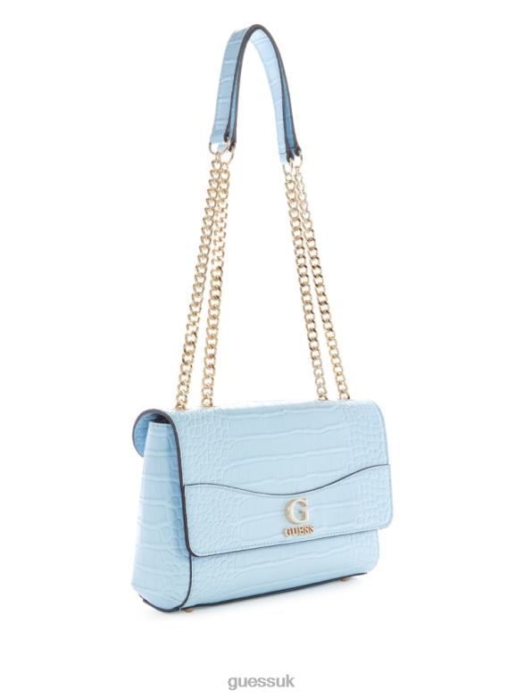 GUESS Women Nell Croc Convertible Crossbody Powder Blue Bags V28V62854