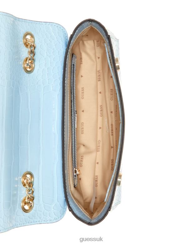 GUESS Women Nell Croc Convertible Crossbody Powder Blue Bags V28V62854