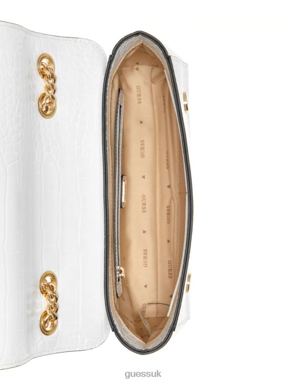 GUESS Women Nell Croc Convertible Crossbody White Multi Bags V28V62812